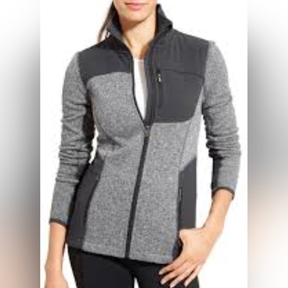 Athleta Truckee Jacket Full Zip Sweater Fleece Heather Gray Size S New MSRP $128 - Picture 1 of 6